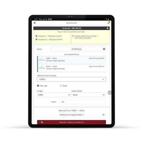 LineDrive Dashboard showing scheduled runs and holdover functionality 1