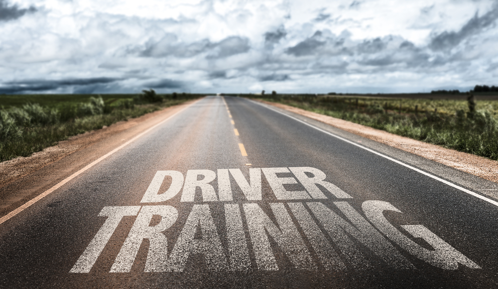 Driver Training written on rural road