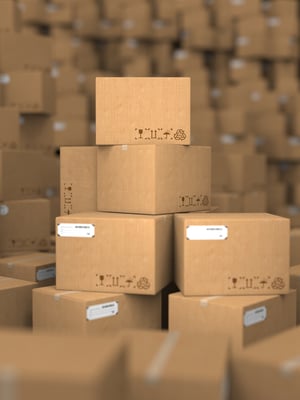 Stacks of Cardboard Boxes, Industrial Background.